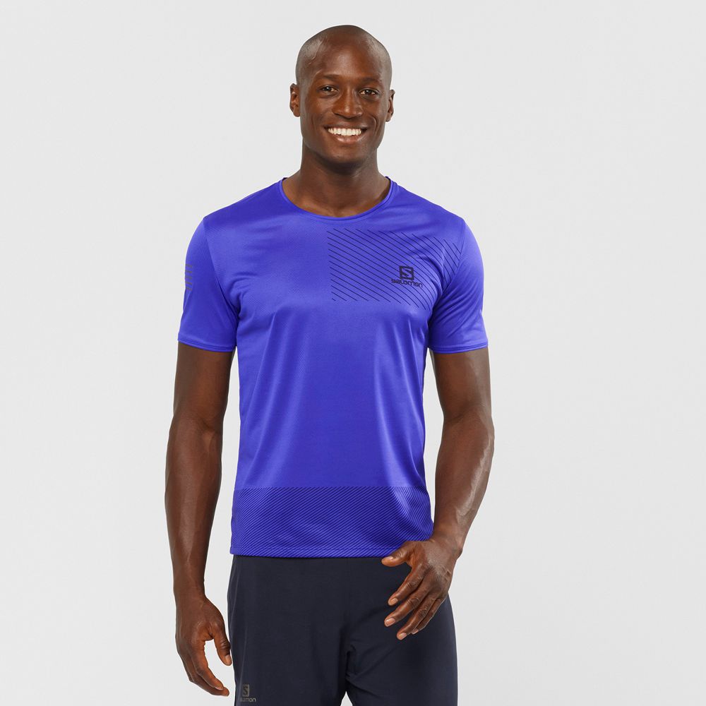 Salomon SENSE Camisetas Hombre - Azules - Colombia (81039-REQG)